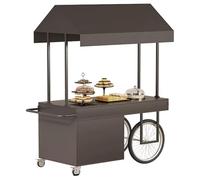 JIAOCKJIAO Chariot de Marché Extérieur À 4 Niveaux Sur Roues, Chariot de Vendeur de Produits Alimentaires en Fer avec Grand Espace de Rangement, pour La Rue(Nero,47.2in/120cm)