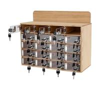 JIAOCKJIAO Coffret de Rangement pour Téléphone Portable avec Clés, Armoire de Rangement en Bois Transparent avec Serrure, Boîte Murale pour Téléphones Portables(50Grids)