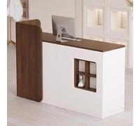 JIAOCKJIAO Comptoir de Réception, Comptoir de Vente Au Détail, Table de Réception avec Tiroirs, Comptoir Avant avec Compartiment de Rangement, pour Salon, Hall D'entrée, Magasin(Brown,55.1in/140cm)