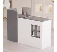 JIAOCKJIAO Comptoir de Réception, Comptoir de Vente Au Détail, Table de Réception avec Tiroirs, Comptoir Avant avec Compartiment de Rangement, pour Salon, Hall D'entrée, Magasin(Gray,47.2in/120cm)