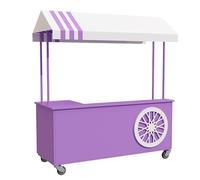 JIAOCKJIAO Stand Marché Chariot de Nourriture Sur Roues, Présentoir Étal de Marché avec Auvent Pare-soleil et Coffre ae Rangement, Chariot de Vente Nocturne Extérieur(Purple)