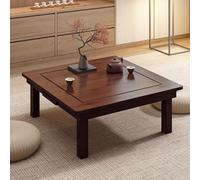 JIAOCKJIAO Table Basse Carrée Japonaise Pliable, Table À Thé en Bambou avec Tiroirs, Bureau Portable de Type Tatami, pour Le Salon, Le Bureau, Les Voyages(Brown,80x80x32cm/31x31x13in)