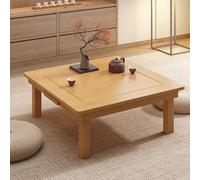 JIAOCKJIAO Table Basse Carrée Japonaise Pliable, Table À Thé en Bambou avec Tiroirs, Bureau Portable de Type Tatami, pour Le Salon, Le Bureau, Les Voyages(Natural,70x70x32cm/28x28x13in)