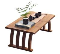 JIAOCKJIAO Table Basse en Bambou À Pieds Incurvés, Table Basse Japonaise pour S'asseoir Au Sol, Tables D'appoint Style Tatami pour Chambre, Coin Méditation(Natural,60cm/23.6in)