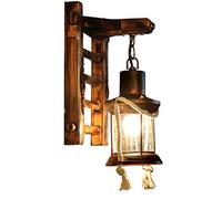JIAODIE Antique Vintage Style Industriel Mur Lumières Rustique en Bois Applique Murale E27 Prise Éclairage Murale pour Restaurant, Allée, Couloir, Entrée, Bar, Café, Ombre Fait De Métal Et De Verre,A
