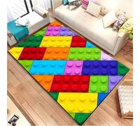 JIAOJING Colorful Geometric Building Blocks Toy Carpet Living Room Bedroom Home Room Decoration Non-Slip Floor Mat 120X160Cm