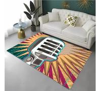 JIAOJING Moquette Imprimée par Microphone pour La Maison, Décoration du Salon, Paillasson, Table Basse, Chambre Antidérapante, Couchette De Chevet, 100X160Cm