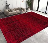 JIAOJING Rouge Simple Zone Tapis Entrée Tapis Abstrait Géométrique Paillasson Optique Chambre Antidérapant Salon Décor Tapis 50X80Cm