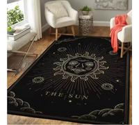 JIAOJING Soleil Lune Pentagramme Sorcière Autel Tapis pour Salon Décor Gothique Canapé Tapis De Table Paillasson Tapis De Sol Antidérapant 80X120Cm