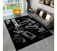 JIAOJING Tapis Rétro Musique Cassette Bande Motif Tapis pour Salon Chambre Canapé Paillasson Décoration Tapis De Sol Antidérapant 100X160Cm