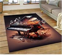 JIAOJING Tapis Rêve Piano Clé Instrument De Musique Dessin Animé Tapis pour La Maison Salon Canapé Paillasson Décor Tapis De Sol Antidérapant 100X160Cm