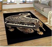 JIAOJING Tapis Rêve Piano Clé Instrument De Musique Dessin Animé Tapis pour La Maison Salon Canapé Paillasson Décor Tapis De Sol Antidérapant 100X160Cm