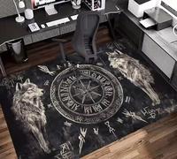 JIAOJING Tapis Viking Wolf Pattern Surface Vintage Antidérapant pour Bureau, Chambre, Salon, Décoration Extérieure 160X280Cm