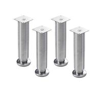 JIAOLUN123 4 Pieds de Meubles réglables Pieds de Meuble en Acier Inoxydable Pieds de Support en métal brossé Pieds de canapé Pieds d'armoire Pieds de Table en Métal，Matériau épais,Argent(20cm)