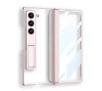 JIAONASHIJIA Coque de protection à charnière compatible avec Samsung Galaxy Z Fold 6 - Film de protection d'écran - Anti-chocs - Cadre en métal - Avec support magnétique - Rose