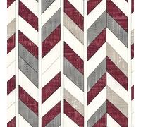 JIAOQSS Papier Peint Adhesif Mural Chevrons gris bordeaux Film Adhesif pour Meuble Papier Adhésif Décoratif Papier Peint Autocollant Mural Salon Chambre Vinyle Adhesif Armoire