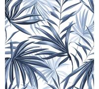 JIAOQSS Papier Peint Adhesif Mural Feuilles de palmier tropicales bleues Autocollant mural repositionnable Papier Peint Adhesif Mural Papier Collant pour Meuble Chambre Fille Amovible