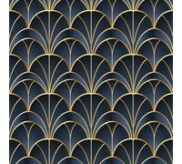 JIAOQSS Papier Peint Adhesif Mural Géométrie dorée bleue Papier Adhesif pour Meuble Papier Peint Autocollant Cuisine Placard Stickers Muraux