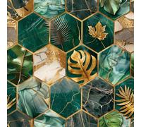 JIAOQSS Papier Peint Adhesif Mural Motif géométrique en marbre vert feuille et or Papier Adhesif pour Meuble Papier Adhésif Décoratif Papier Peint Adhesif Mural Salon Chambre Stickers pour Meubles