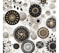 JIAOQSS Papier Peint Adhesif Mural Rétro géométrique circulaire gris Papier Adhésif Décoratif Papier Autocollant pour Meuble Motifs Papier Peint Chambre Salon Stickers Meuble Enfant Rouleau Vinyle