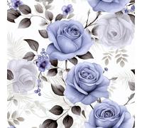 JIAOQSS Papier peint autocollant Rose bleue à l'aquarelle Papier peint autocollant décollable Fleurs Vintage Papier Adhesif pour Meuble Papier Peint Autocollant Cuisine Placard Stickers Muraux