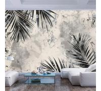 JIAOQSS Papier Peint Panoramique 3d feuilles noires et blanches en béton Murale Pour Chambre De Fille, Garçon, Chambre De Bébé Salon Chambre Décor