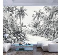 JIAOQSS Papier Peint Panoramique 3d Palmiers de jungle tropicale simples en noir et blanc Papier Peint Pour Salon Chambre Enfant Chambre Décoration Murale Poster Tableaux Photo