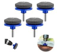 Jiaoshou Pan 4 Pièces Aiguiseur Lame Tondeuse, Universel Affûteur d'outils de Jardin pour Perceuses Manuelles, Affuteur Lame Tondeuse à Gazon (Bleu)
