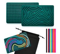 Jiaoshou Pan Sensory Activity Board Silicone Double Face avec 20 Cordes et Sac Portable, Jouet Anti Stress Fidget Toy pour Soulager Stress,Anxiété,TDAH et Autisme chez Enfants et Adultes (Vert Foncé)