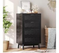 JiaOyu Commode à 4 tiroirs pour chambre à coucher - Large commode en bois - Buffet pour salon, couloir, entrée - Noir - 55 cm