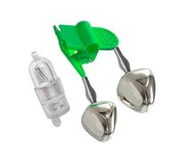 JIAPIKA Lumières LED lumineuses LED pour canne à pêche de nuit, alerte de morsures avec deux cloches anneaux indicateurs pour pêcheurs à la ligne avec alarme de morsures durables avec double cloches