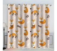 JIARKA Rideaux Petit Renard Animaux De Dessin Animé Rideau Occultant Chambre Fille Garcon Rideaux Chambre Ado Isolation Thermique et Réduction du Bruit Rideaux 2 Pièces 91.5x214 cm