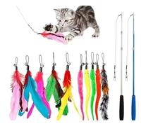 JIARON - Lot de 2 baguettes rétractables pour chat avec 10 jouets de rechange avec clochettes, jeu interactif et exercice amusant pour chaton ou chat