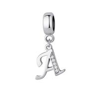 JiaRong Charms Breloque en argent sterling 925 en forme de lettre de l'alphabet A pour bracelet Pandora (A)