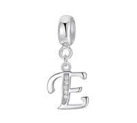 JiaRong Charms Breloque en argent sterling 925 en forme de lettre de l'alphabet E pour bracelet Pandora (E)