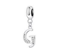 JiaRong Charms Breloque en argent sterling 925 en forme de lettre de l'alphabet G pour bracelet Pandora (G)