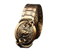JIARY Ceinture en métal pour Hommes, Boucles De Ceinture De Motard en Acier Inoxydable pour Hommes Ceinture De Survie en Plein Air Confortable De Style Punk,Golden Lion,110CM/43.3''