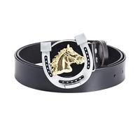 JIARY Ceinture Homme Cheval Série, Ceintures Homme Cowboy Occidental, Ceinture en Cuir avec Boucle de Décoration en Alliage Motif Tête de Cheval,Noir,100CM/39.4''