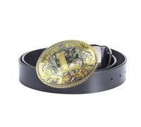 JIARY Ceinture Homme Cuir, Ceinture de CowBoy Western avec Motif de Lettre Anglaise LMNP Boucle Ovale en Alliage Ceinture Vintage,L black,100CM/39.4''