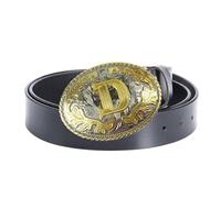 JIARY Ceinture Hommes, Ceinture de CowBoy Occidental en Cuir avec Motif de Lettre Anglaise FCDE Boucle Ovale en Alliage,D black,120CM/47.3''