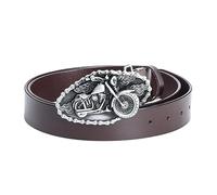 JIARY Ceinture Hommes, Ceinture de Cowboy Western, Ceinture en Cuir Véritable avec Motif de Moto Boucle en Alliage Ceinture Punk,Marron,130CM/51.2''
