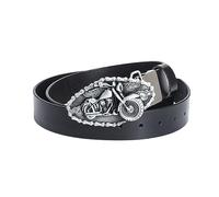 JIARY Ceinture Hommes, Ceinture de Cowboy Western, Ceinture en Cuir Véritable avec Motif de Moto Boucle en Alliage Ceinture Punk,Noir,100CM/39.4''