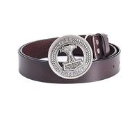JIARY Ceinture Hommes, Ceinture de Western Cowboy, Ceinture avec Motif Marteau de Viking Thor Boucle en Alliage Ronde Ceinture Vintage,Brown a,105CM/41.3''