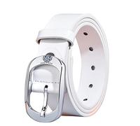 JIARY Ceinture pour Femme,Ceinture Blanche Large en Cuir avec Boucle en Forme De Cœur Bleu pour Femme,Blanc,115CM/45.3''