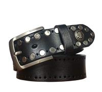 JIARY Ceinture pour Homme,Ceinture en Cuir clouté Retro Circle - Boucle Interchangeable,Noir,110CM/43.3''