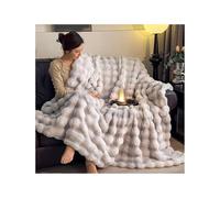 JIARY Couvertures Et Plaids Hiver,Chaude Jeté De Canapé Peluche Imitation Fourrure De Lapin Texture À Bulles Super Douce Douillette Plaid Canapé,Cadeau Femme,Violet,200 * 230cm