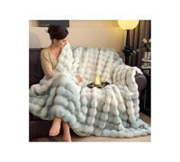 JIARY Couvertures Et Plaids Hiver,Chaude Jeté De Canapé Peluche Imitation Fourrure De Lapin Texture À Bulles Super Douce Douillette Plaid Canapé,Cadeau Femme,Vert,150 * 200cm