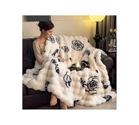 JIARY Couvertures Et Plaids Hiver,Chaude Jeté De Canapé Peluche Imitation Fourrure De Lapin Texture À Bulles Super Douce Douillette Plaid Canapé,Cadeau Femme,Floral Pattern,150 * 200cm