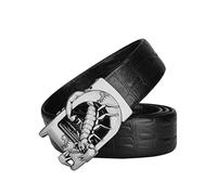 JIARY Hommes Ceinture Scorpion,Ceintures pour Homme avec Boucle à cliquet Automatique en métal et Cuir véritable réglable,Black Silver,110CM/43.3''