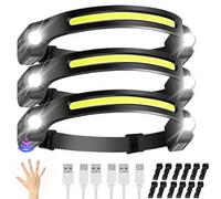 JIASESCS Lampe Frontale LED Ultra Puissante,3PCS Lampe Frontale Rechargeable 6 Mods Légère et Ultra-Lumineuse avec Capteur de Mouvement et étanche,Cadeau pour Adultes et Enfants Randonnée et Pied